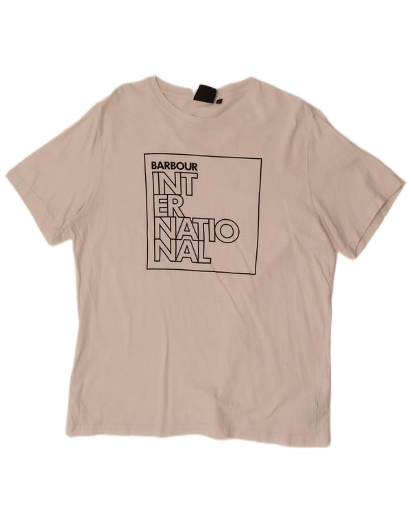 Barbour T-shirt graphique coupe ajustée pour hommes, grand coton blanc