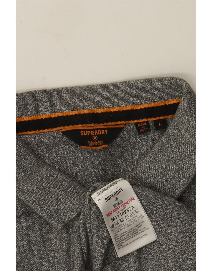 Superdry Polo Graphique Homme Large Gris Moucheté Coton