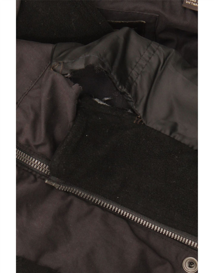 DOCKERS Mens Windbreaker Jacket UK 38 Medium Black Polyester Vintage Dockers and Second-Hand Dockers from Messina Hembry 