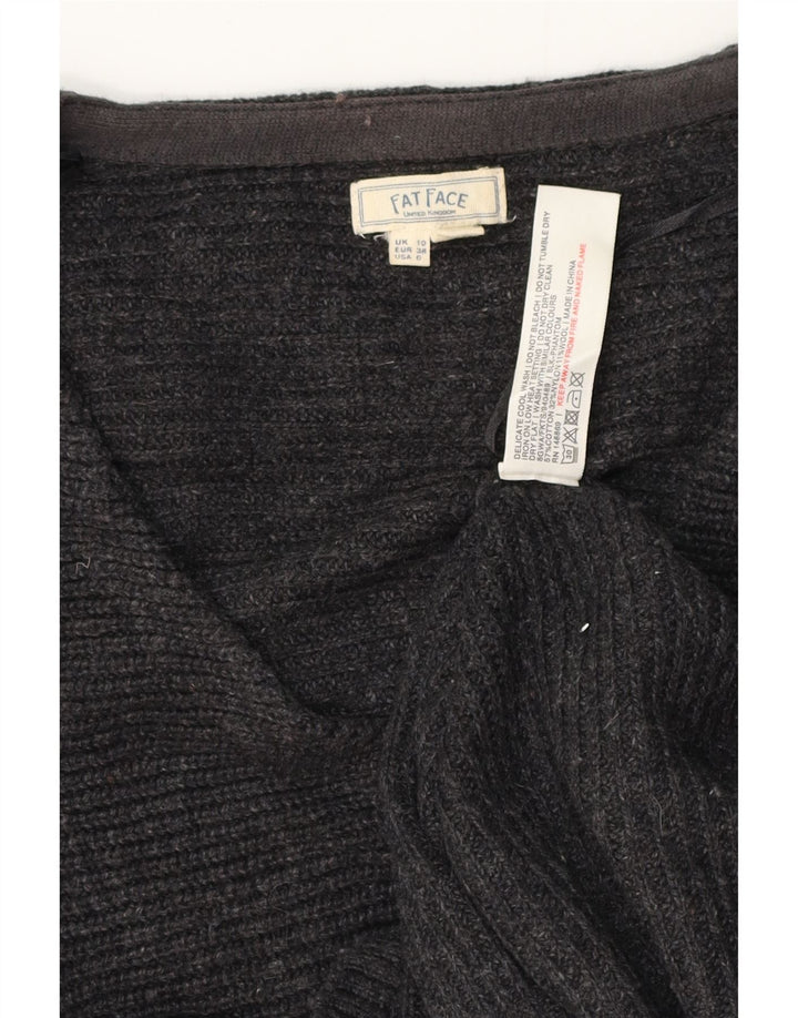 FAT FACE Pull surdimensionné à col en V pour femme UK 10 Petit Gris Coton