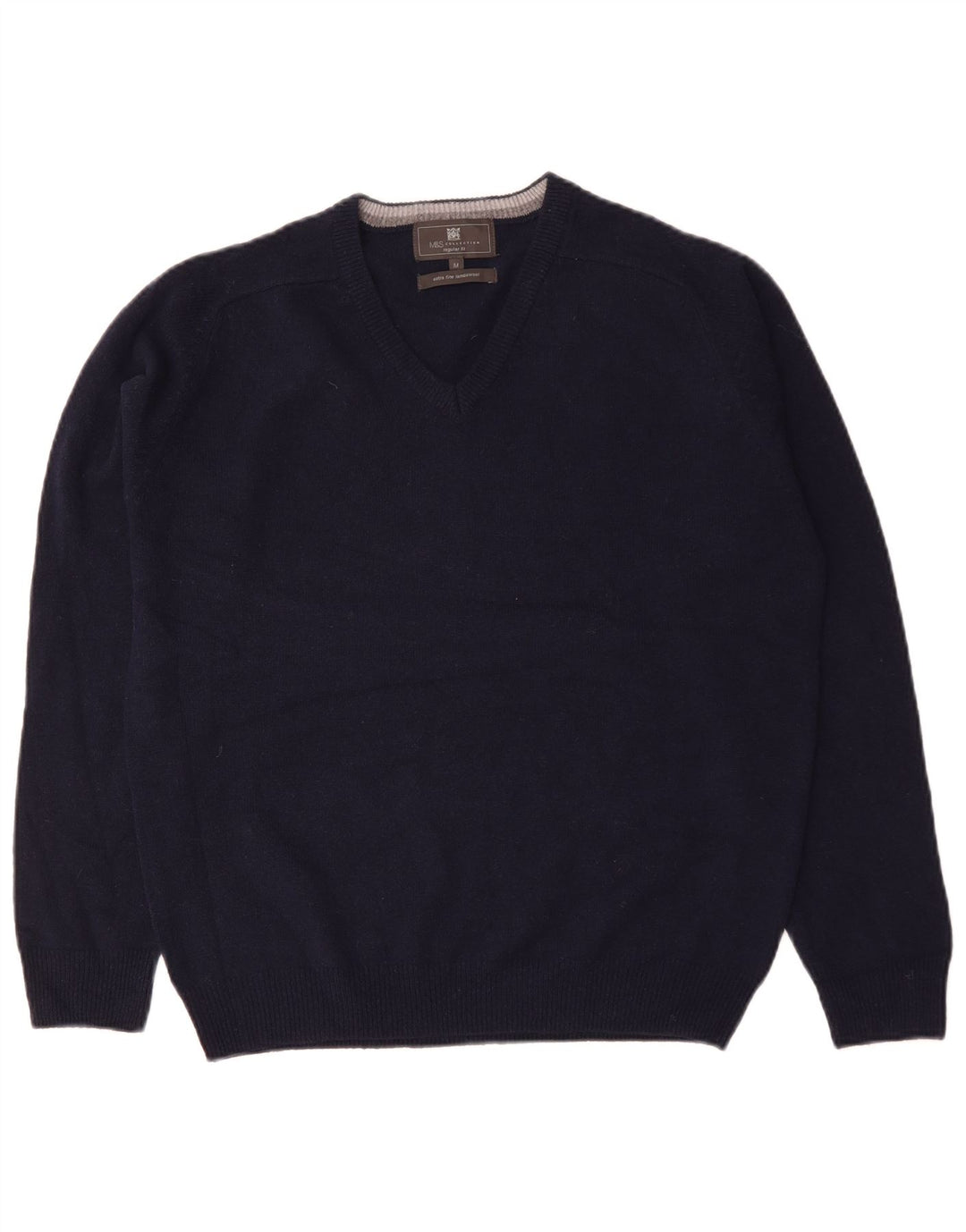 Marks & Spencer Pull Regular Fit Col V Homme Bleu Marine Moyen