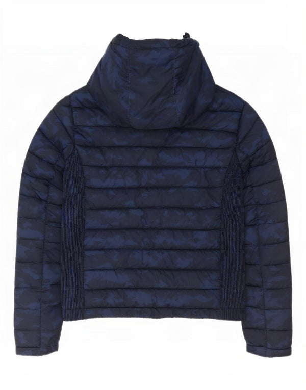 Superdry Veste matelassée à capuche pour femme UK 16 Large Bleu Marine Camouflage