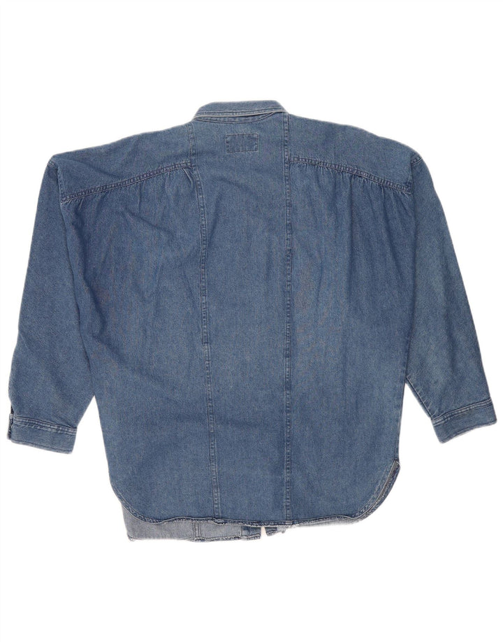 POP 84 Chemise en jean surdimensionnée pour femme UK 14 Bleu moyen Coton