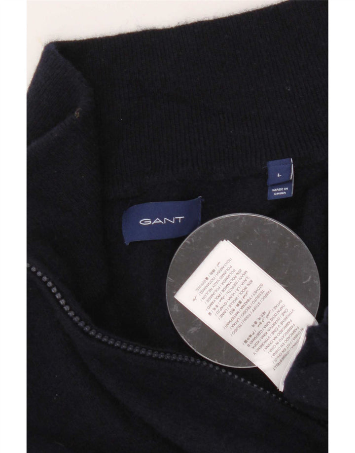 Gant Homme Pull Col Zippé Large Bleu Marine Laine