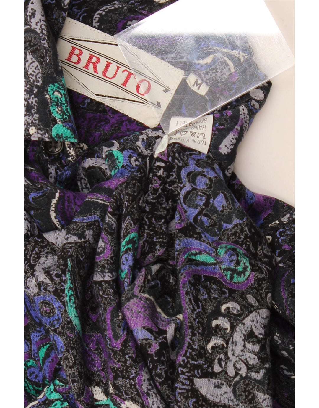 VINTAGE Chemise à manches courtes pour homme en viscose Paisley multicolore moyen