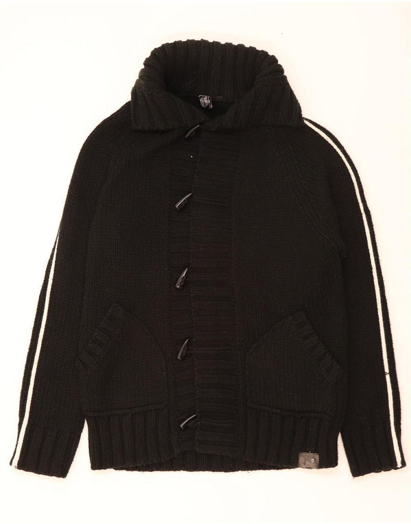 vintage Mens Cardigan Sweater Grand Acrylique Noir