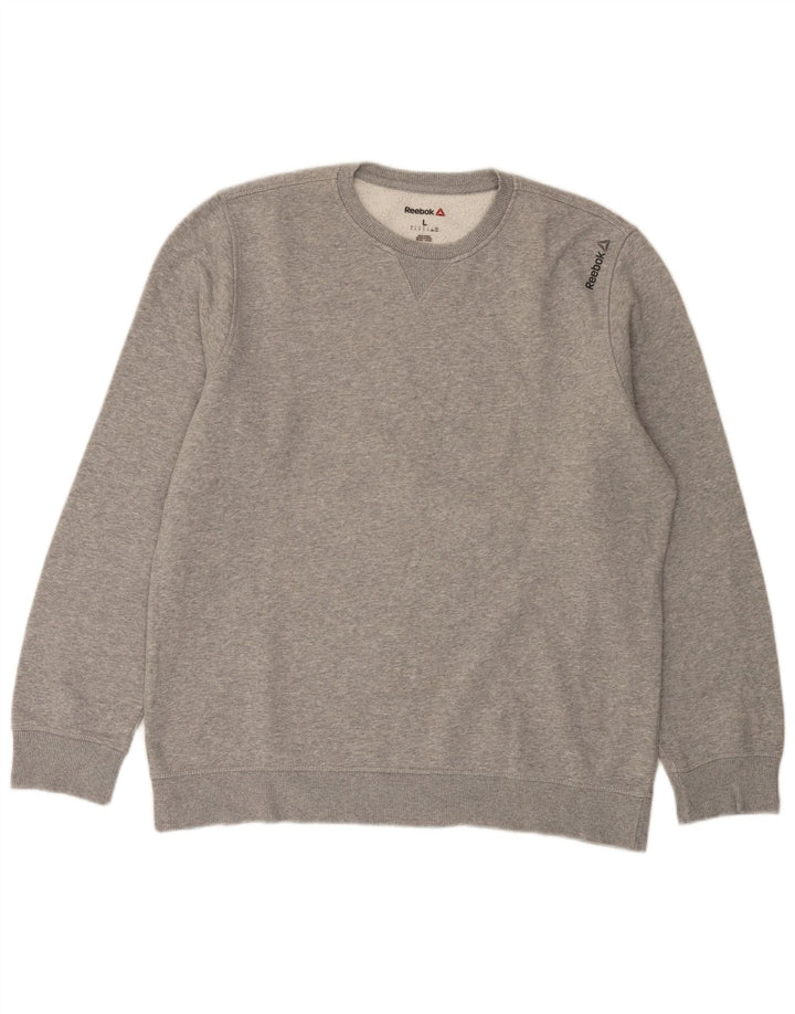 Reebok Sweatshirt Jumper Large Gris Moucheté Coton Homme