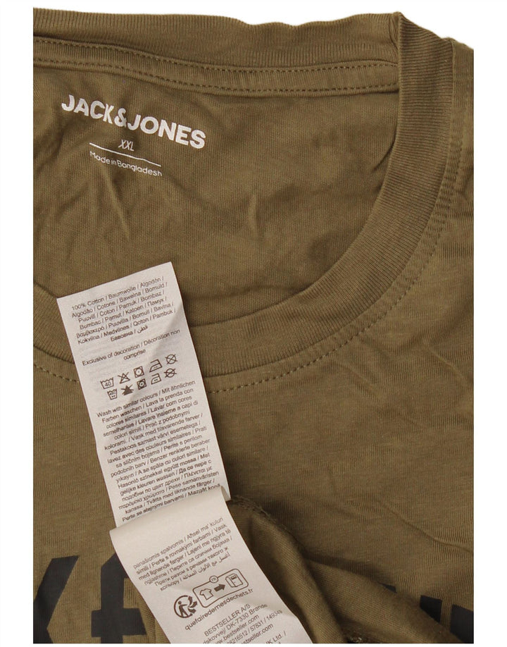 JACK & JONES T-Shirt Graphique Homme Top 2XL Vert Coton