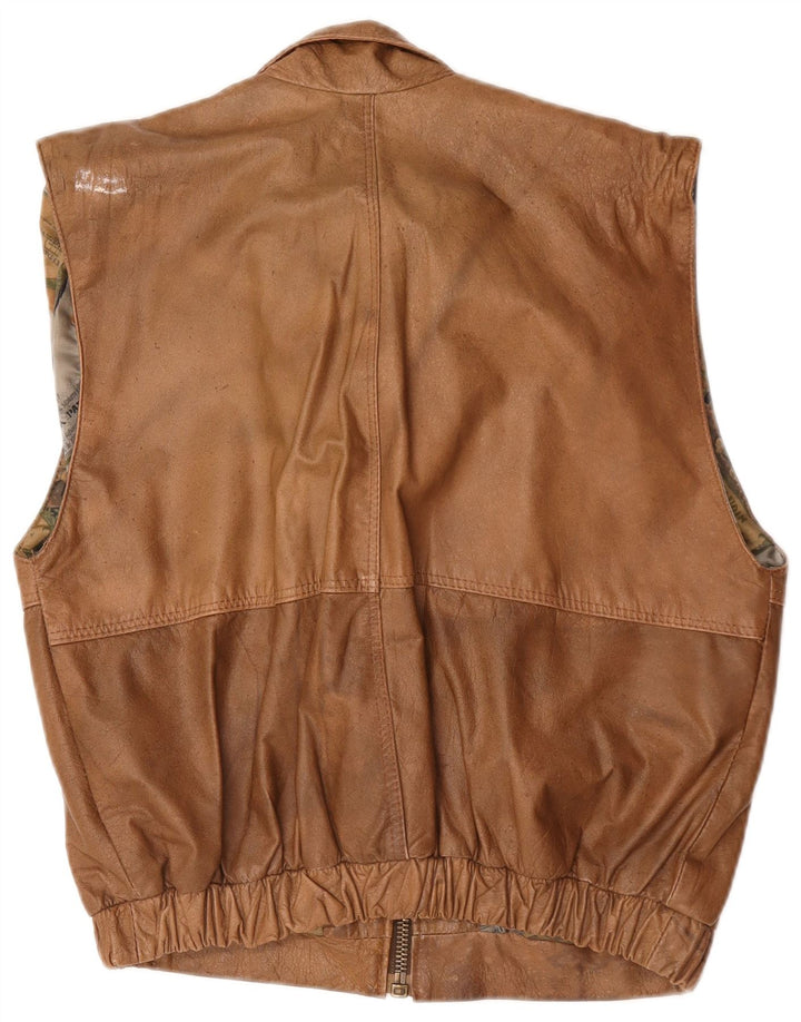 gilet en cuir homme vintage UK 40 Grand Marron