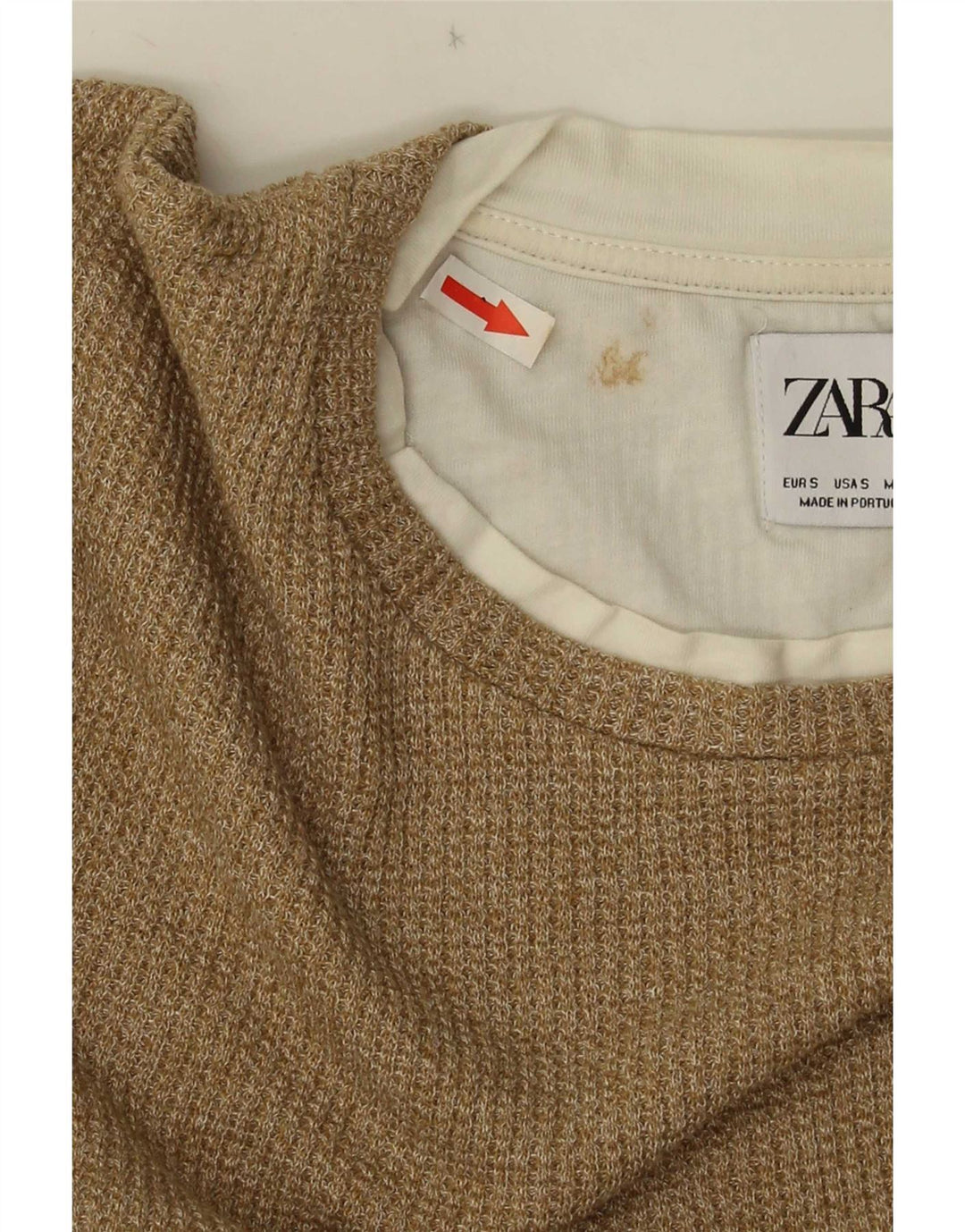 Zara Homme Top Manches Longues Petit Coton Beige