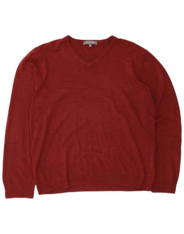 Marks & Spencer Pull col V pour homme XL Bordeaux Acrylique