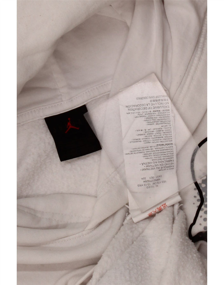 JORDAN Pull à capuche graphique pour garçon 13-14 ans XL Blanc Coton