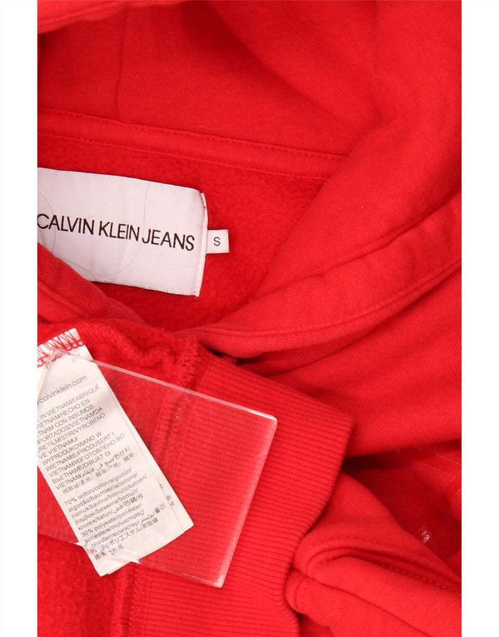 CALVIN KLEIN JEANS Pull à capuche court surdimensionné pour femme UK 10 Petit Rouge