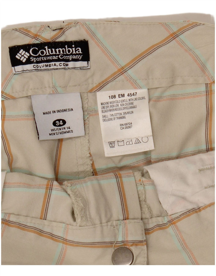 COLUMBIA Short cargo pour homme W34 en coton à carreaux beiges