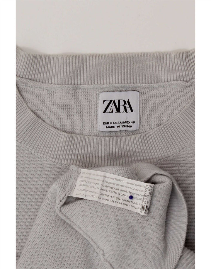 Zara Pull Col Rond Homme Gris Moyen Coton