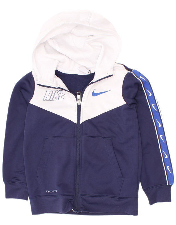 Nike Garçon Dri Fit Zip Sweat à capuche 4-5 ans Petit Bleu Marine Colorblock