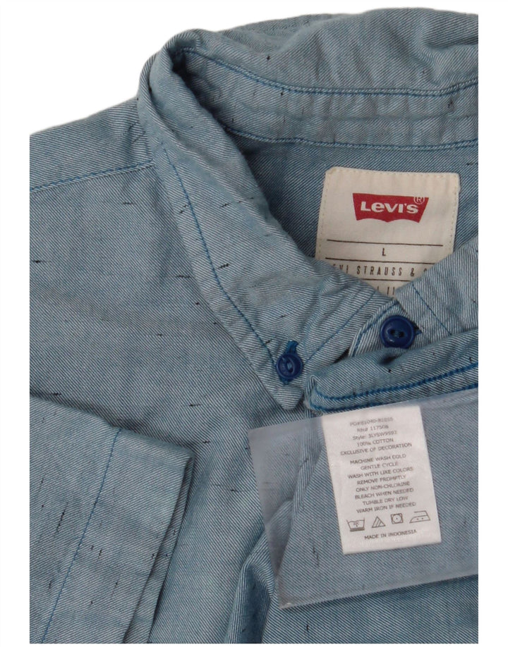 Levi's Chemise à Manches Courtes Homme Large Bleu Moucheté Coton