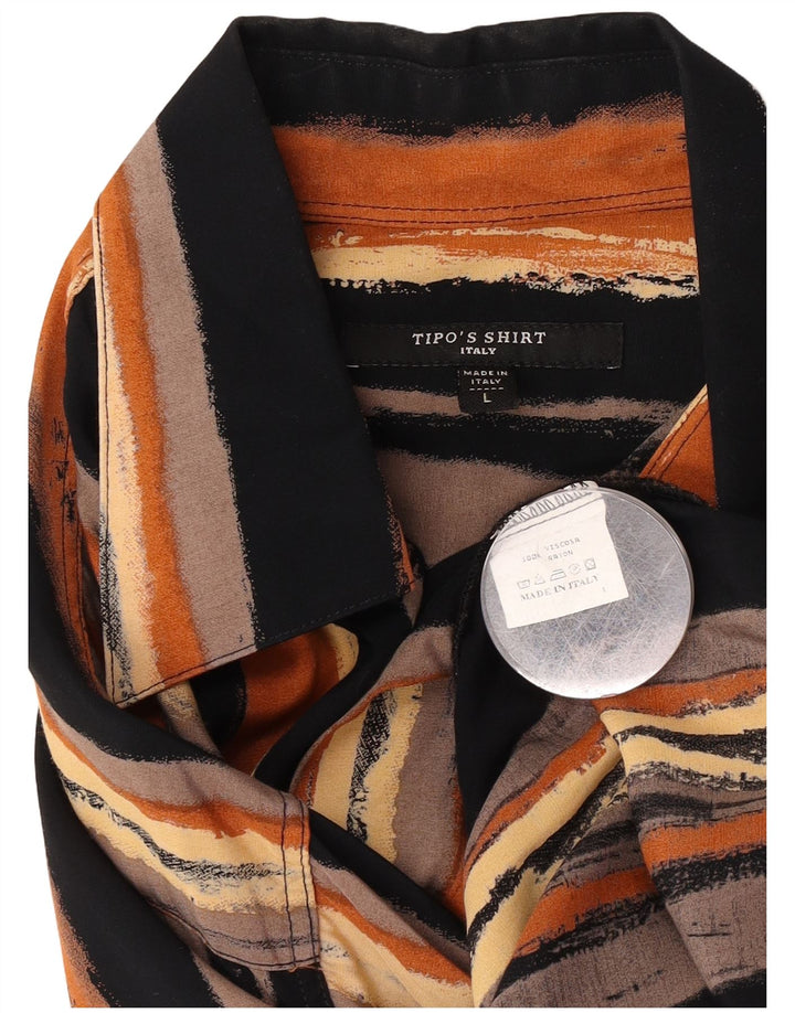 Tipo' S Chemise Manches Courtes Homme Grande Viscose Rayée Multicolore