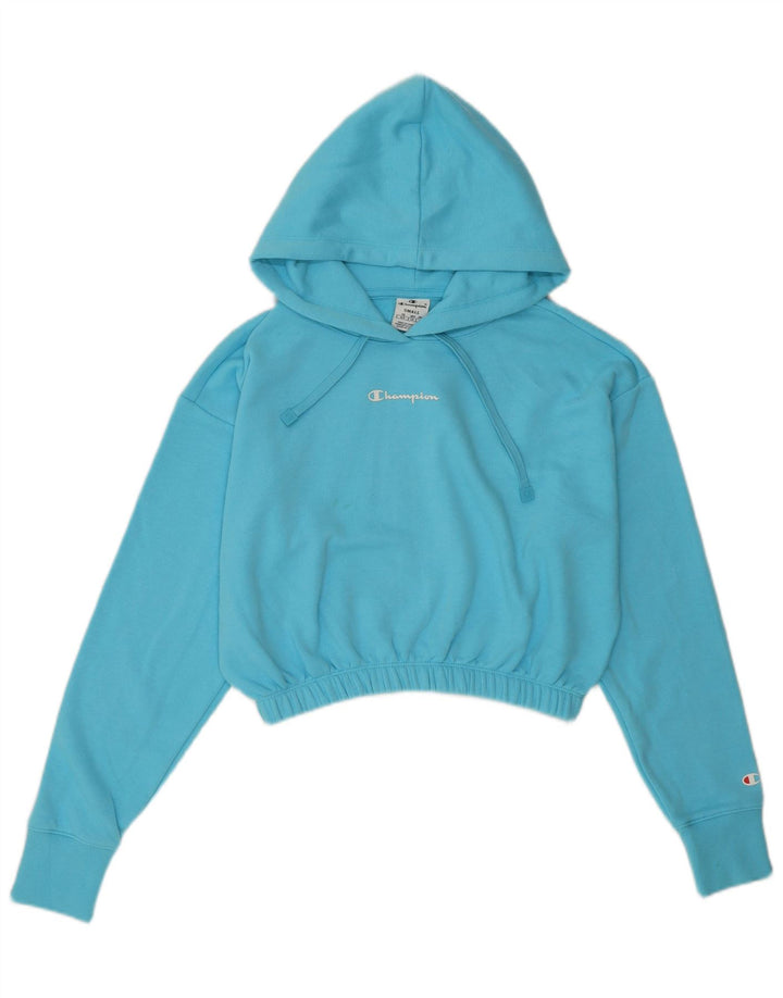 Champion Sweat à capuche court surdimensionné pour femme UK 10 Petit Bleu