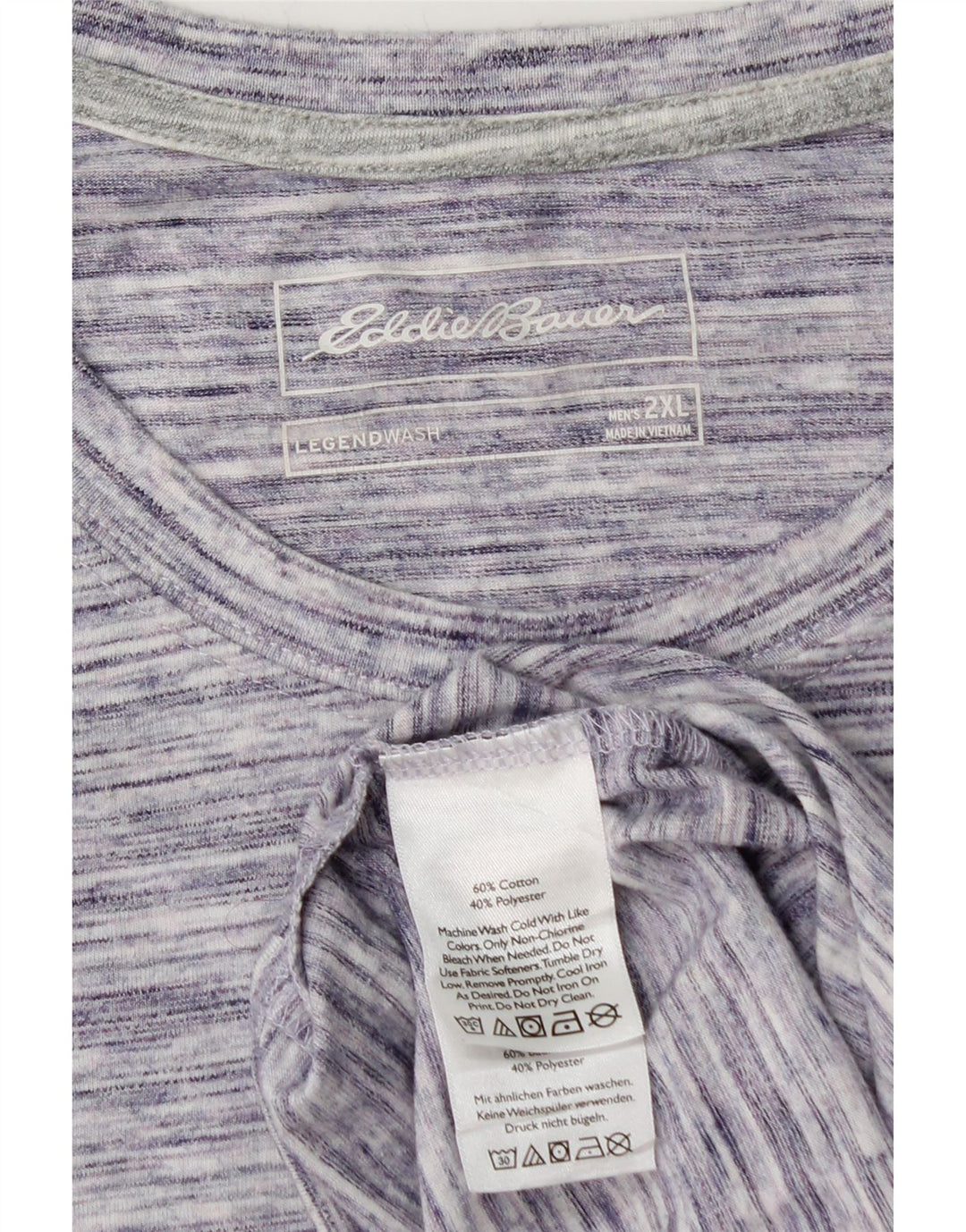 EDDIE BAUER T-Shirt Homme Top 2XL Violet Moucheté Coton