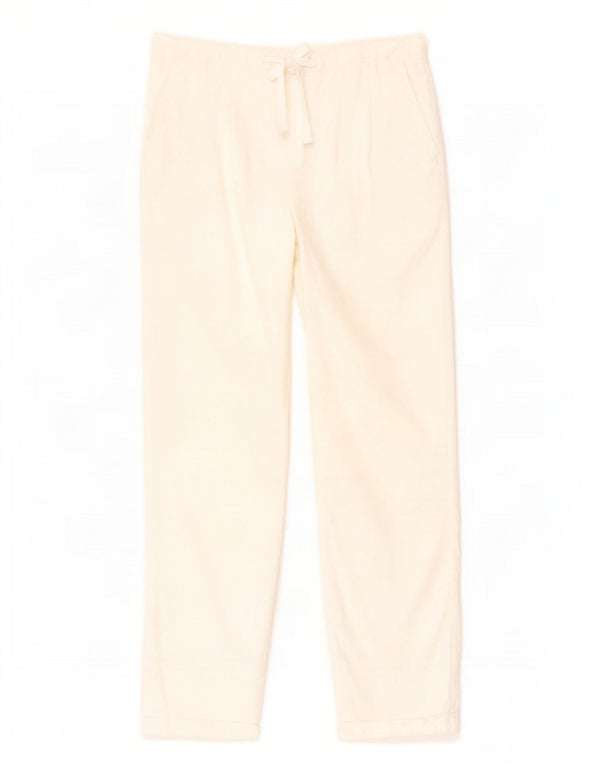 Marks & Spencer Pantalon droit décontracté pour femme UK 12 Medium W30 L27 Blanc