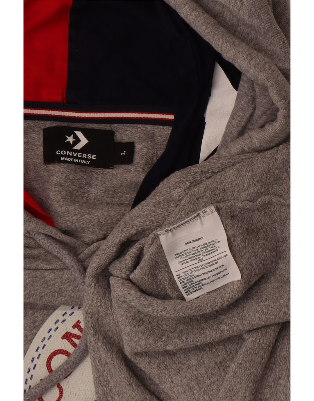Converse Pull à capuche graphique pour homme en coton gris Taille L
