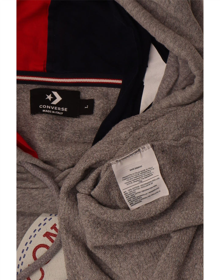 Converse Pull à capuche graphique pour homme en coton gris Taille L