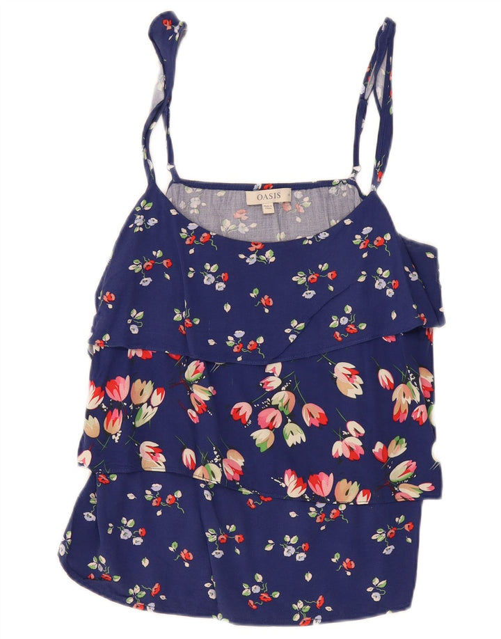 Oasis Caraco Femme UK 44 Bleu Moyen Floral Viscose