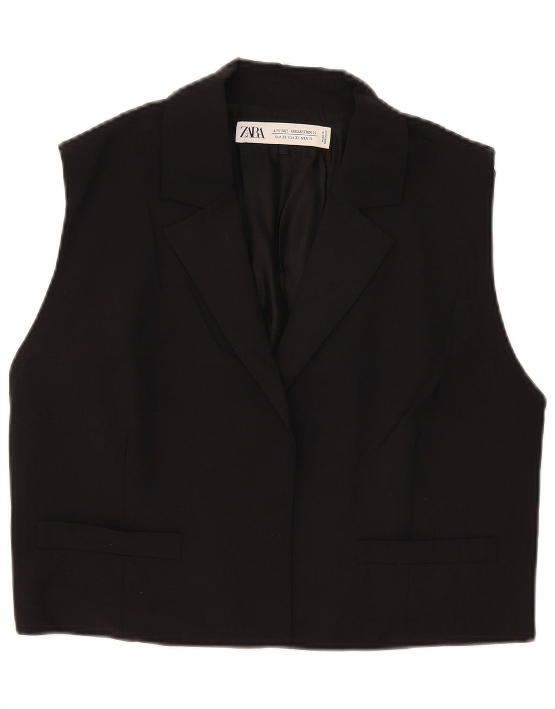 Zara Femme Gilet UK 18 XL Noir Viscose