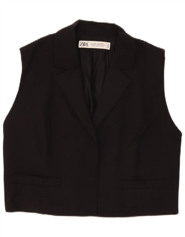 Zara Femme Gilet UK 18 XL Noir Viscose