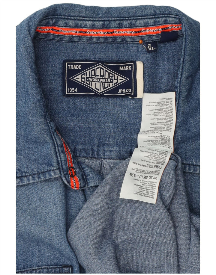 SUPERDRY Chemise en Jean Homme 2XL Bleu Coton