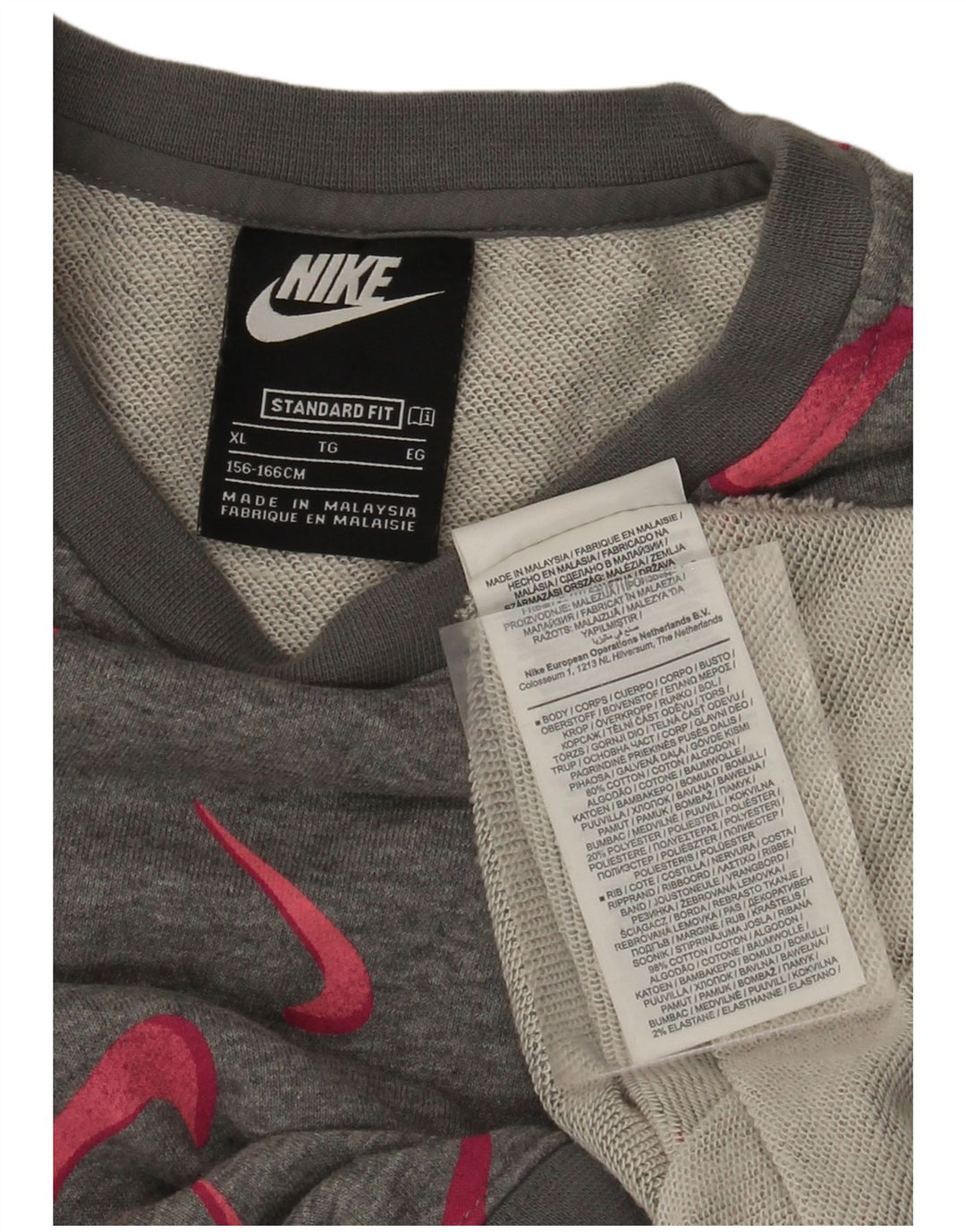 NIKE Sweat-shirt graphique pour fille 13-14 ans XL Gris Géométrique
