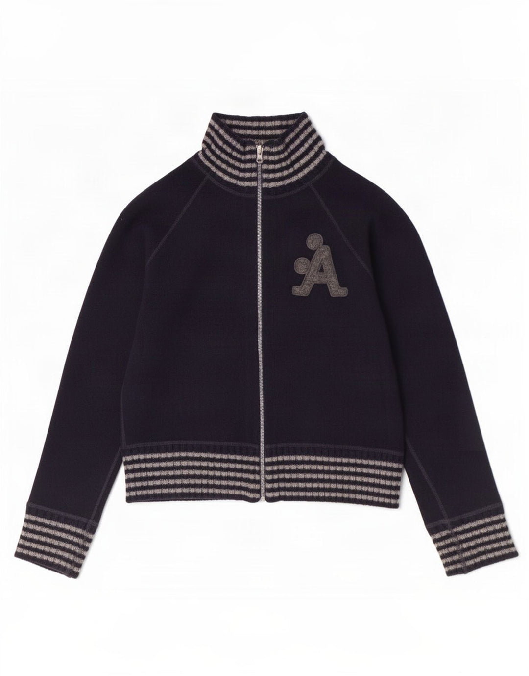 A-Style Femmes Graphique Survêtement Top Veste UK 10 Petite Laine Bleu Marine