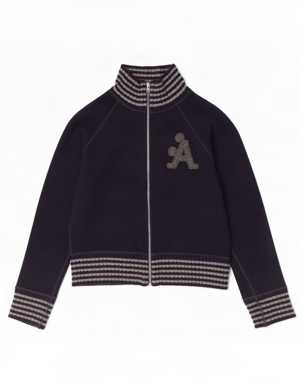 A-Style Femmes Graphique Survêtement Top Veste UK 10 Petite Laine Bleu Marine