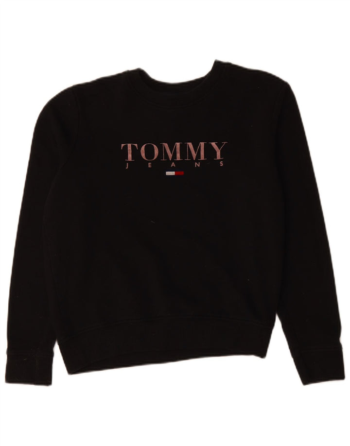 TOMMY HILFIGER Sweat-shirt surdimensionné pour femme UK 10 Small Noir