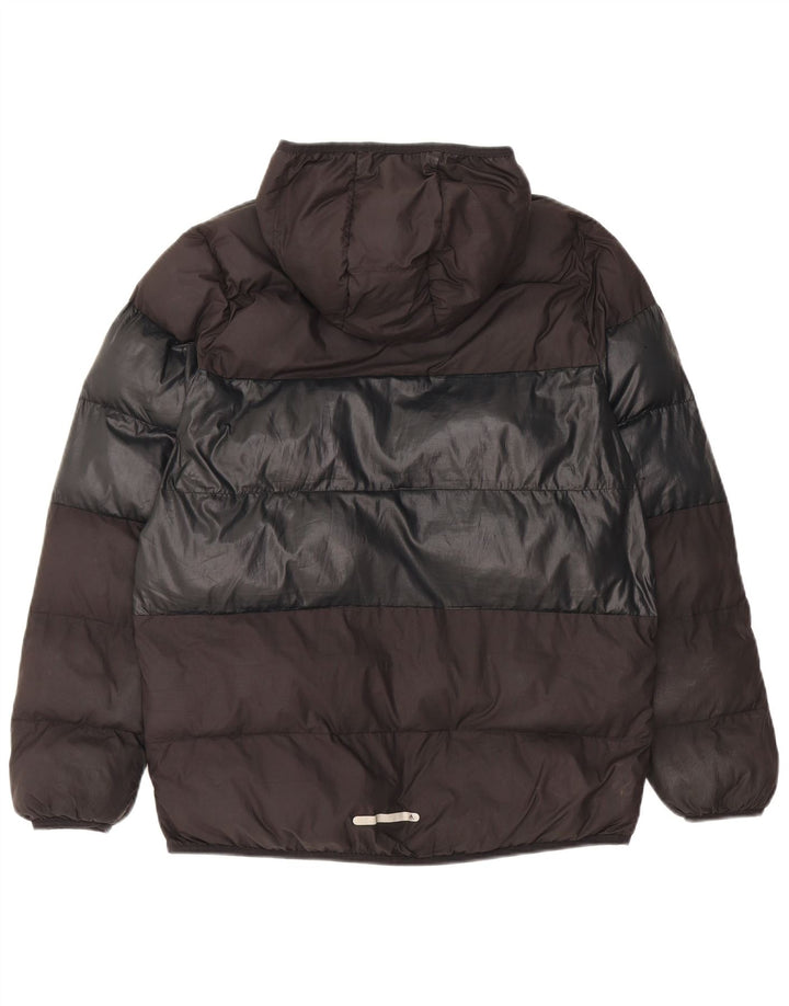 ADIDAS Veste matelassée à capuche pour femme UK 16 Large Noir Colourblock Polyester