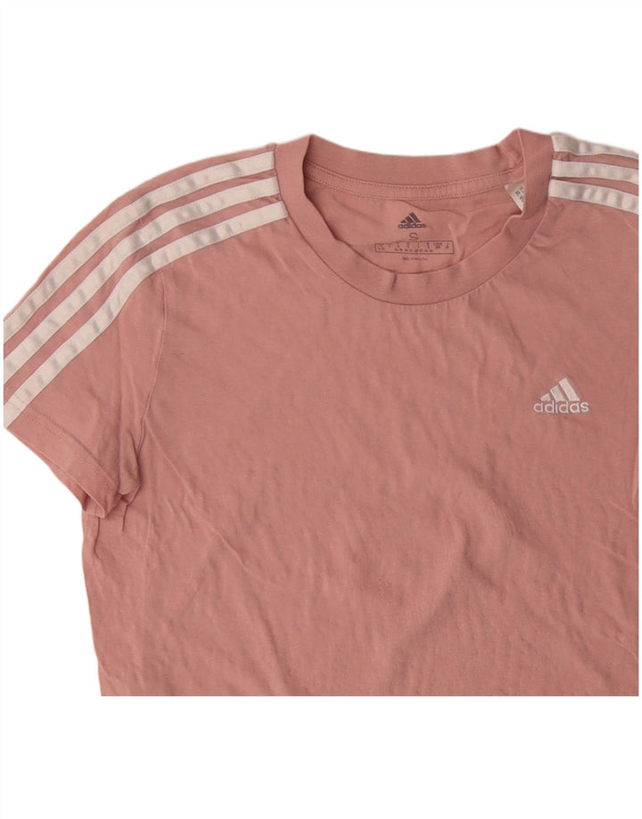 ADIDAS T-Shirt Femme UK 8/10 Petit Rose Coton
