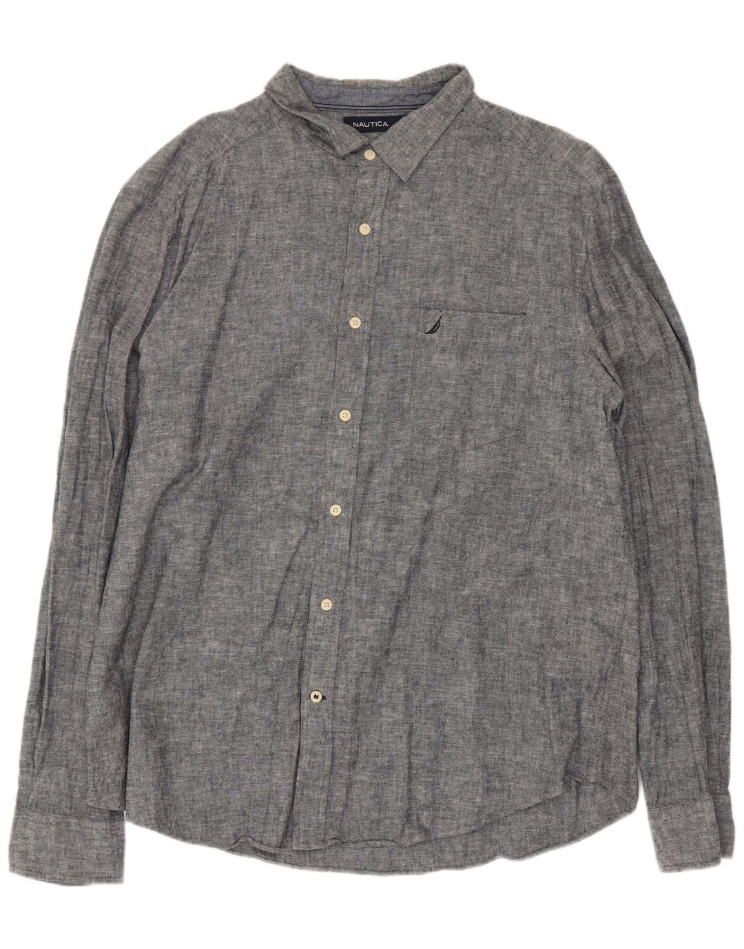 Chemise Homme Nautica XL Lin Gris Moucheté