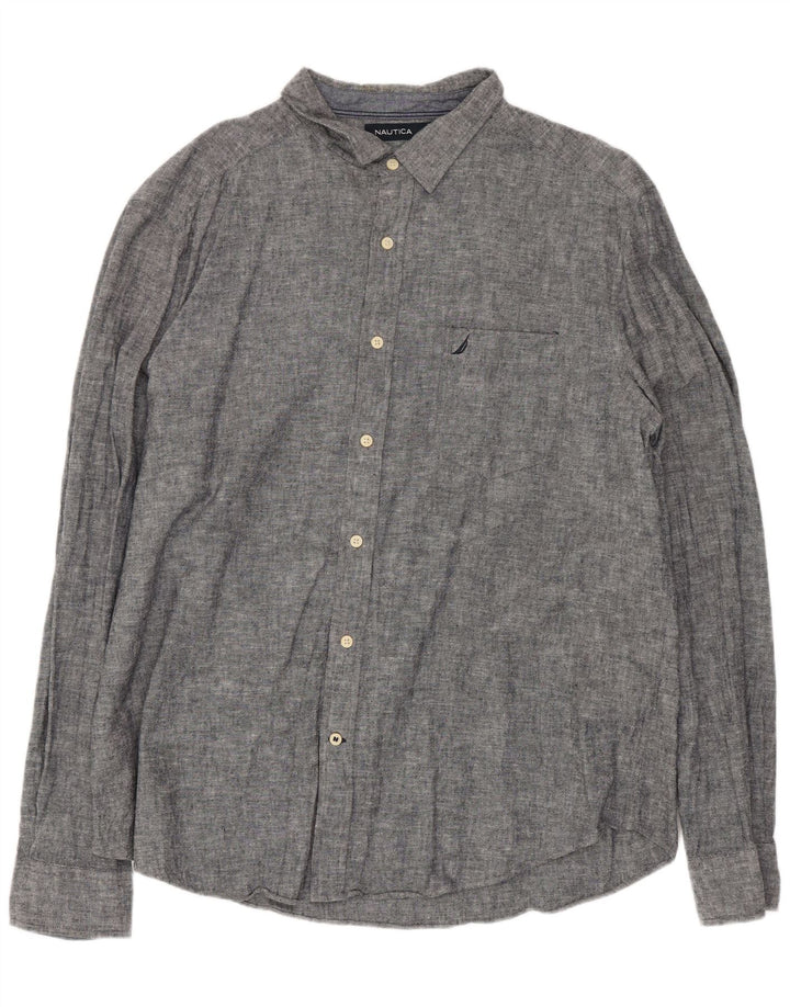 Chemise Homme Nautica XL Lin Gris Moucheté