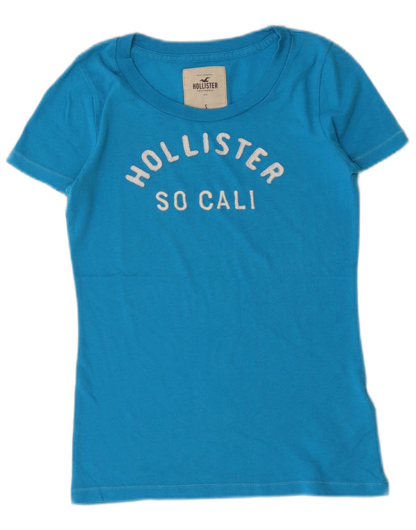 Hollister T-shirt graphique pour femme UK 8 Small Bleu Coton