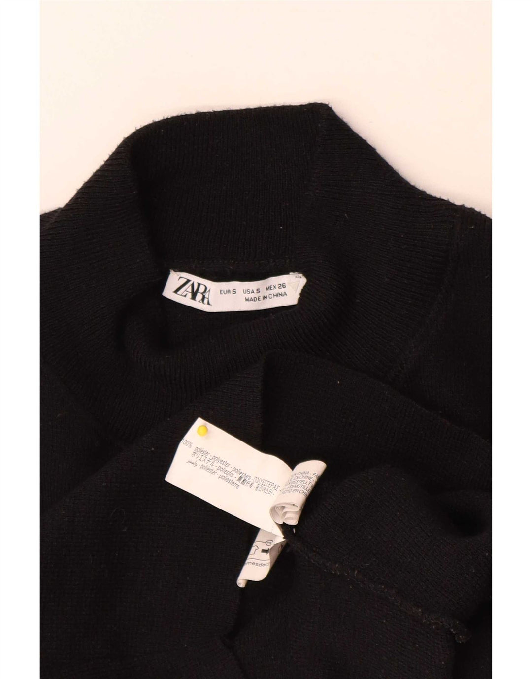 Zara Womens Crop Blouse Top UK 8 Petit Noir Polyester