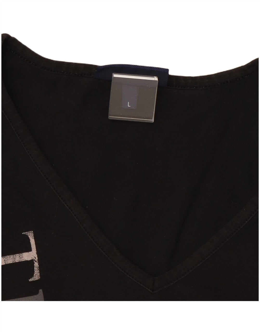 TRUSSARDI JEANS Haut court graphique à manches longues pour femme UK 14 Large Noir