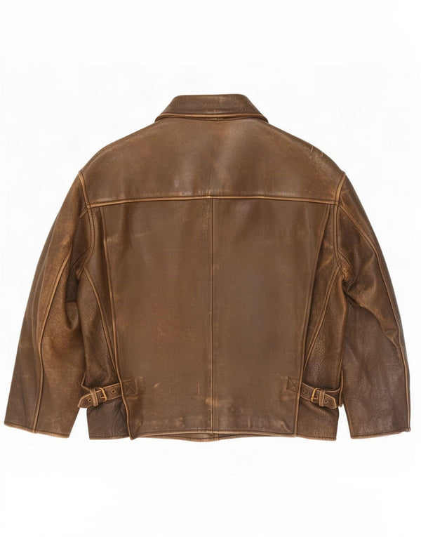 veste en cuir homme vintage UK 42 XL Marron