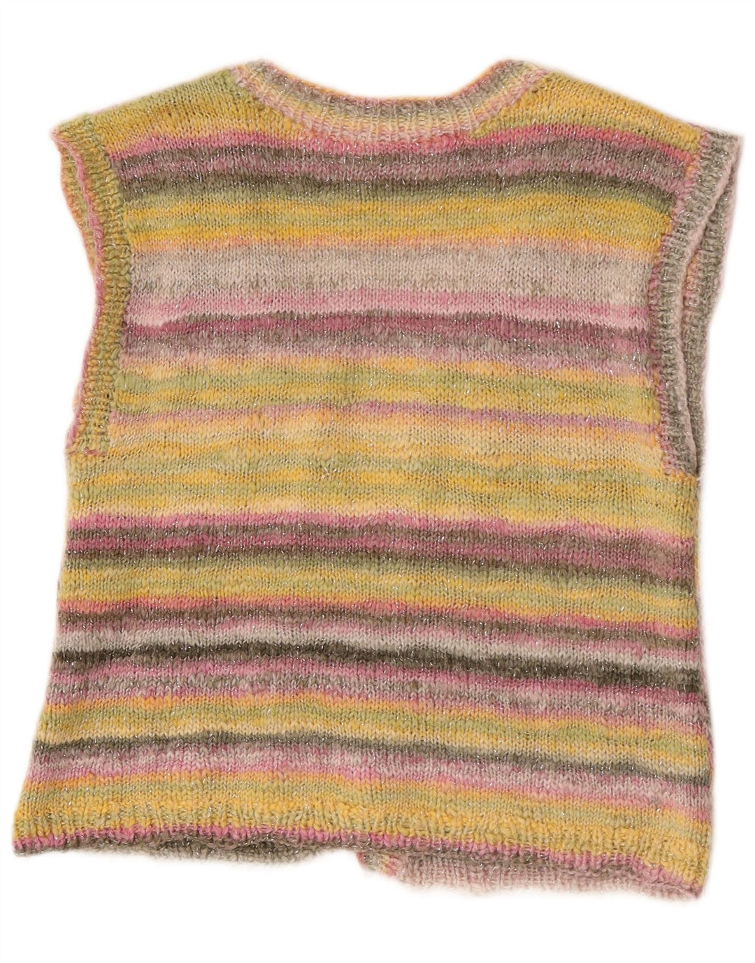 vintage Femme Sans Manches Cardigan Pull UK 14 Moyen Multicolore
