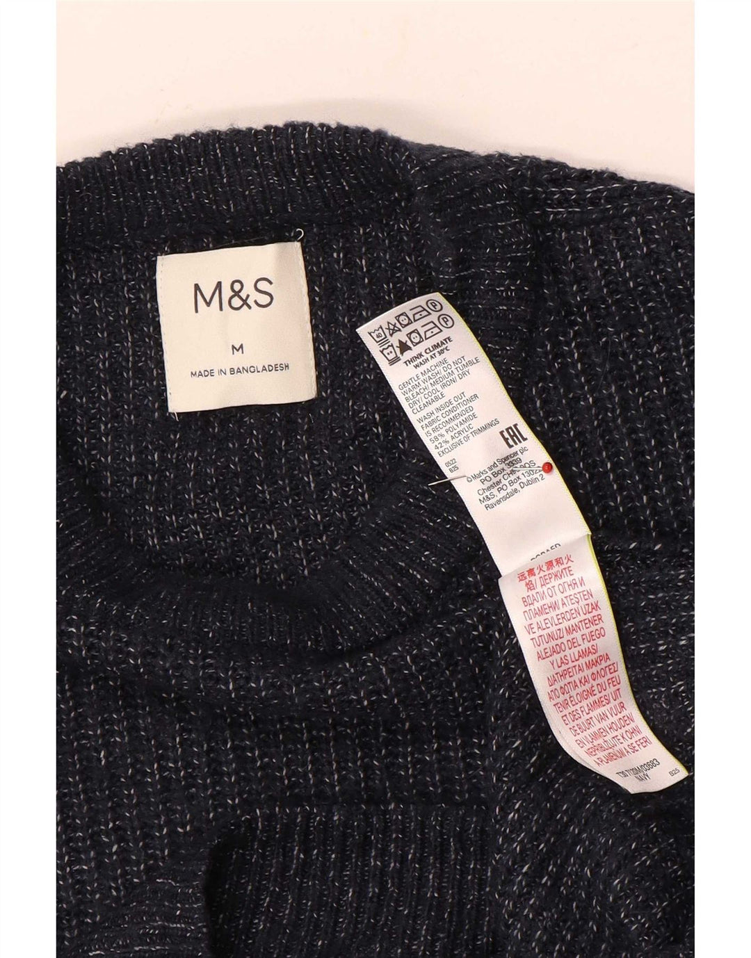 Marks & Spencer Pull à col rond pour homme Bleu marine moucheté