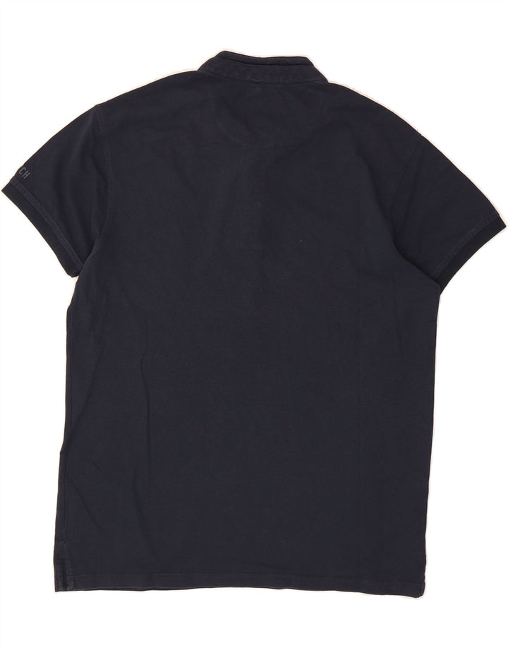 DATCH Mens Polo Shirt Large Navy Blue Cotton Vintage Datch and Second-Hand Datch from Messina Hembry 