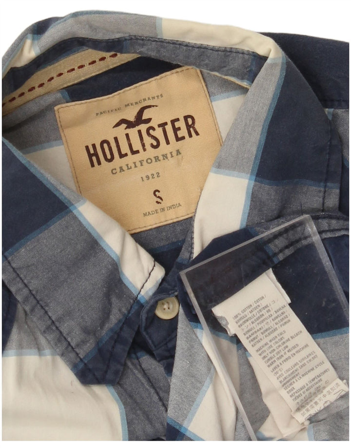 HOLLISTER Mens Shirt Small Navy Blue Gingham Cotton