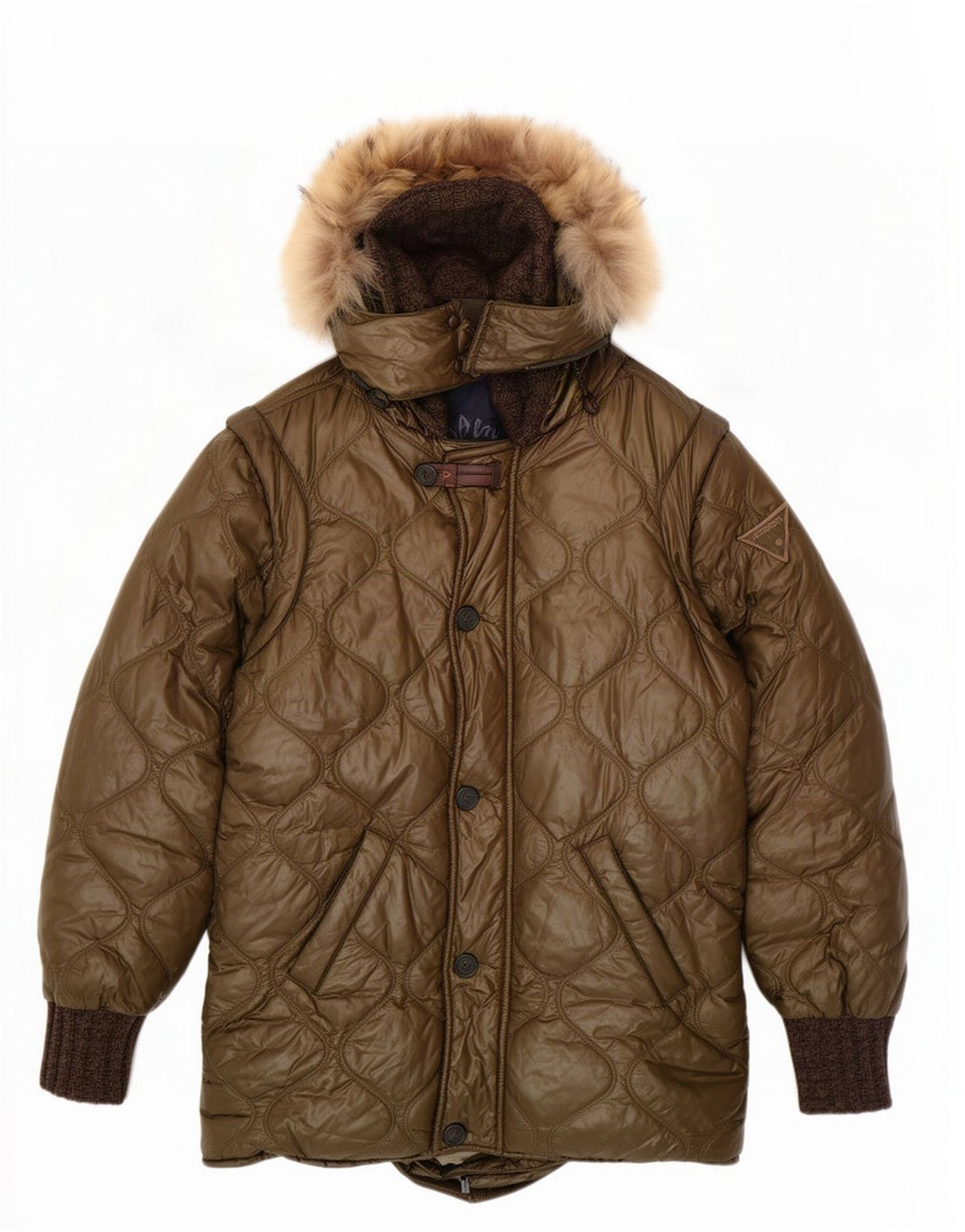 Iceberg Manteau rembourré à capuche pour femme US 8 Medium Kaki Polyamide