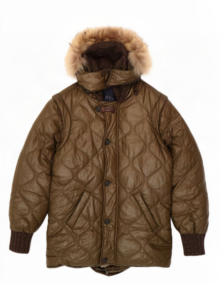 Iceberg Manteau rembourré à capuche pour femme US 8 Medium Kaki Polyamide