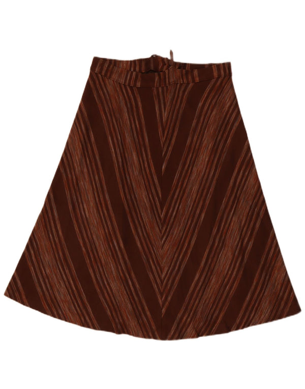 vintage Femme A-Line Jupe IT 48 XL W28 Acrylique rayé marron
